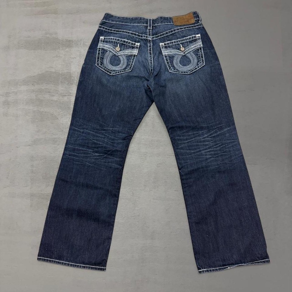 Big Star Voyager Straight Jeans Dark Wash Contrast Stitch Buckle Exclusive 36R